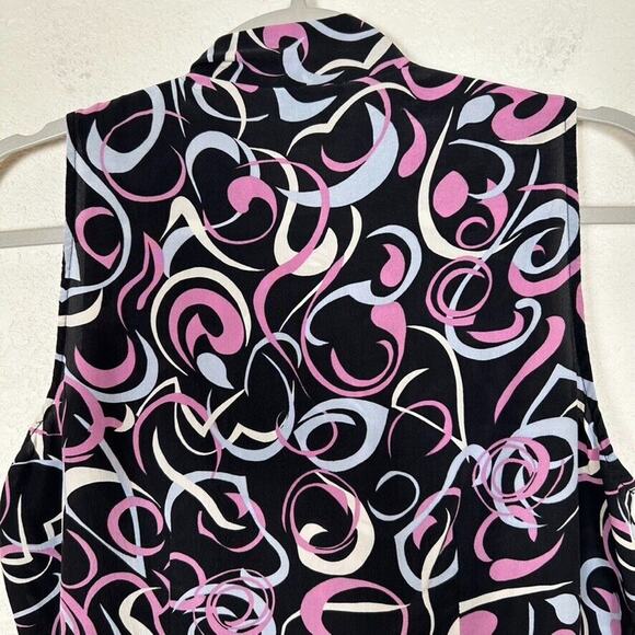 Mixit Women's Sz 8 Mod silk sleeveless button up bow collar tie office blouse - Picture 6 of 10